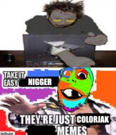 angry arm colorful computer deformed flip_glip glasses hand imgflip.com irl meme nigger open_mouth punch reddit soot soot_colors soyjak soyjak_party stubble text variant:gapejak // 680x791 // 469.5KB