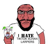 4chan ack ack! angry beard closed_mouth frown glasses hand holding_object i_hate lips lipstick open_mouth punisher_face red_skin shirts soyjak stubble subvariant:science_lover text tiktok variant:bernd variant:markiplier_soyjak // 1017x935 // 77.2KB