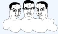 3soyjaks chudjak_brothers closed_mouth cloud ear glasses hair series:objakt soyjak subvariant:chudjak_front variant:chudjak // 1700x1000 // 210.6KB