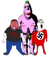 3soyjaks boymoder brown_hair evil frankenpenis full_body green_hair hair maggots masectomy_scars nazism ominous open_mouth pooner rotting scar stitches subvariant:hornyson swastika tranny variant:bernd variant:chudjak variant:cobson // 852x947 // 241.6KB