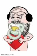 arm baby glasses hand headphones heart holding_heart holding_object mustache nipple pacifier poyopoyo small_eyes soyjak stubble variant:gapejak white_skin // 265x400 // 971.2KB