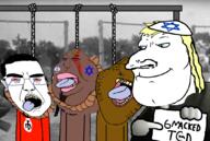 Warrior-Z(user) Zionist-Y_(Namefag) blond brown_skin garf_(user) hanging holding_sign islam israel jews judaism meta:op_is_a_lazy_nigger_not_tagging_his_shit nazism rope tmd variant:bernd variant:chudjak variant:meximutt // 1052x708 // 439.2KB