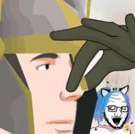 blue_hair cat_ear choker crazed crown flies glasses glove hair helm_of_neitiznot helmet holding_nose open_mouth osrs pedophile player_moderator runescape soyjak stubble subvariant:crazed_troonjak subvariant:soyak_(crazed) tranny variant:soyak vg_(4chan) video_game // 748x741 // 294.7KB