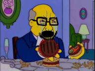 chair french_fries glass glasses grey_hair hamburger open_mouth steamed_hams stubble superintendent_chalmers the_simpsons variant:soyak yellow_skin // 640x480 // 327.5KB