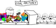 angry anti_slopjak coal colorful conveyor_belt deformed factory frown gem_factory glasses hand holding_object multiple_soyjaks sign soyjak stubble text variant:gapejak variant:soyak variant:unknown // 1200x609 // 96.4KB