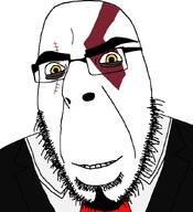 clothes costume glasses god_of_war kratos necktie scar skin smile stubble subvariant:modern_cobson suit suit_and_tie tattoo teeth tycoonius variant:cobson yellow_eyes // 775x849 // 54.8KB