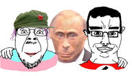 2soyjaks cap clothes communism ear flag glasses hair hand happy hat makeup monkey_putin mustache nazism purple_hair russia russo_ukrainian_war smile soyjak stubble subvariant:chudjak_front swastika tranny variant:bernd variant:chudjak vladimir_putin // 938x541 // 78.3KB