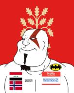 afghanistan agder arabic_text batman batman_(series) beard blue_eyes buff closed_mouth county flag flag:agder flag:iraq flag:norway flag:taliban goatee god_of_war hair hello_my_name_is_(sticker) iraq kratos norway shahada smile soyjak subvariant:mexiaryan taliban text trend:aryan variant:meximutt video_game warrior-z_(user) // 886x1120 // 112.1KB