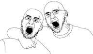 2soyjaks clothes ear fifa glasses hand open_mouth soyjak stubble tshirt variant:unknown // 1125x659 // 130.6KB