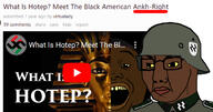 2soyjaks ankh brown_skin chud collar_tabs combat_helmet epaulettes fat helmet hotep military military_uniform nazism open_mouth pan_african politics schutzstaffel stubble swastika text uniform variant:alicia variant:chudjak yellow_sclera yellow_teeth youtube // 707x373 // 216.2KB