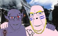 2soyjaks aryan bald blue_eyes dunmer face_paint friendship glasses hand house_redoran looking_at_you no_more_brother_wars nord_(the_elder_scrolls) pointy_ears red_eyes scar smile stormcloak stubble tattoo the_elder_scrolls the_elder_scrolls_v:_skyrim variant:cobson variant:feraljak white_skin yellow_hair // 1920x1196 // 1.9MB