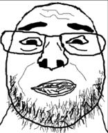 glasses open_mouth soyjak stubble variant:finkledink // 207x255 // 40.1KB