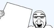 aliased glasses holding_object holding_sign no_background stubble variant:unknown // 797x407 // 10.5KB