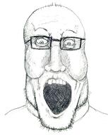 glasses open_mouth redraw soyjak stubble variant:markiplier_soyjak // 1700x2127 // 421.9KB