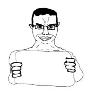 closed_mouth hair holding_object smile smug soyjak subvariant:chudjak_front template variant:chudjak // 805x786 // 92.6KB