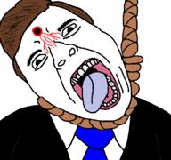 ack blue_tie clean_shaven clothes hanged john_f_kennedy necktie open_mouth rope shot soyjak suit suit_and_tie teeth tongue united_states variant:bernd // 768x719 // 50.5KB