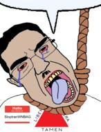 ack bloodshot_eyes brazil crying ear flag flag:minas_gerais glasses hair hanging hello_my_name_is_(sticker) minas_gerais mustache name_tag open_mouth rope sloptranwnbag_(namefag) soyjak speech_bubble_empty subvariant:patrick suicide tan_skin tongue variant:chudjak yellow_teeth // 720x950 // 351.0KB