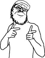 arm distorted glasses hand pointing shirtless smile soyjak stubble variant:a24_slowburn_soyjak wink // 482x615 // 15.5KB