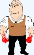 arm blood buff christian_cross christianity clothes cross full_body glasses grey_hair hair hand muscles necklace smile soyjak stubble subvariant:wholesome_soyjak teeth variant:gapejak white_skin // 660x1053 // 69.7KB