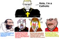 4soyjaks amerimutt arm atheism blood bloodshot_eyes blue_eyes catholic christianity closed_mouth clothes cross crying dollar_sign ear english_text flag flag:transgender_pride_flag glasses goy hair hand hat heathenry horned_helmet judaism latinx mcdonalds mustache open_mouth paganism satanism spanish_text star_of_david stubble subvariant:feralrage subvariant:impish_amerimutt subvariant:muscular_chud teetj text tongue tranny trend:aryan variant:bernd variant:chudjak variant:feraljak variant:impish_soyak_ears wig yellow_hair yellow_teeth // 3110x2076 // 2.2MB