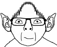 closed_mouth ear glasses hair imp looking_at_you not_a_FUCKING_SOYJAK soyjak subvariant:flartball variant:flartson // 424x348 // 9.4KB