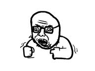 angry arm artist:ribbon crooked_teeth glasses hand meta:not_oc open_mouth soyjak stubble variant:volcanojak // 2000x1500 // 104.8KB