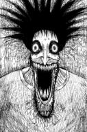 glasses hair large_nose open_mouth schizo soyjak stubble subvariant:schizojak variant:markiplier_soyjak // 1048x1584 // 265.2KB
