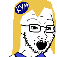 badge clothes female glasses hair jacket knowyourmeme necktie open_mouth ornament soyjak stubble variant:soyak yellow_hair // 645x770 // 87.0KB