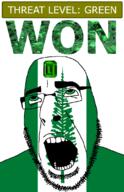 ahegao country emerald flag flag:norfolk_island gem glasses green green_eyes hair looking_up norfolk open_mouth schlog_color_event soyjak soyjak_blog stubble teeth text threat_level_green variant:cobson won // 721x1115 // 186.3KB