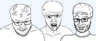 angry big_brain big_head foaming_at_the_mouth glasses open_mouth series:trios_&_duos sharp_teeth stubble variant:anglojak variant:interjak variant:unijak vein wrinkles // 1779x773 // 41.2KB