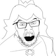 angry female glasses hair mario nintendo open_mouth princess_peach soyjak stubble variant:feraljak video_game // 1500x1500 // 157.3KB