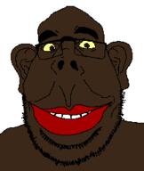 big_lips black_skin ear eyebrows glasses nose nostril red_lips stubble variant:obsjak yellow_eyes // 215x255 // 5.6KB