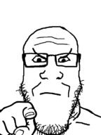 angry closed_mouth glasses hand pointing pointing_at_viewer soyjak stubble variant:markiplier_soyjak // 600x800 // 19.7KB