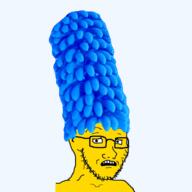 blue_bananas blue_hair glasses hair marge_simpson scared series:fruiterz! soyjak stubble subvariant:soyak_(concerned) the_simpsons variant:soyak yellow_skin // 1280x1280 // 620.0KB