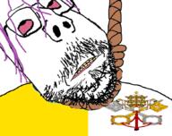 ack bloodshot_eyes catholic dead distorted flag glasses hanging mustache purple_hair rope soyjak stubble subvariant:scholar suicide tranny variant:gapejak yellow_teeth // 875x694 // 322.2KB