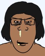 bloodshot_eyes booger brown_skin obsessed subvariant:euromutt subvariant:female_markiplier tired variant:markiplier_soyjak // 981x1200 // 34.3KB