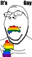 arm closed_eyes closed_mouth gay hand holding_object its_over lgbt soyjak subvariant:wholesome_soyjak text variant:gapejak // 600x1053 // 27.3KB