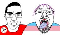 closed_mouth eyelashes flag:nazi_germany flag:transgender_pride_flag friendship lipstick looking_at_you nazism open_mouth purple_hair tongue tranny variant:bernd variant:chudjak // 2072x1224 // 71.5KB