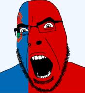 flag flag:kemerovo_oblast full_head glasses hair kemerovo_oblast looking_to_the_right oblast open_mouth russia soyjak stubble teeth text transparent transparent_background variant:cobson // 721x789 // 39.1KB