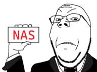 angry arm bowtie clothes frown glasses hand holding_object nas soyjak stubble subvariant:wholesome_soyjak suit text variant:gapejak // 1070x800 // 31.2KB