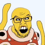angry black_sclera bug glasses johto open_mouth pokemon shell shuckle soyjak stubble variant:feraljak worm yellow_skin // 1000x1000 // 279.2KB