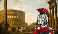 ancient clothes empire equite glasses helmet italy open_mouth robe roman_legionary_helmet rome soyjak stubble variant:soyak warrior // 1643x972 // 467.0KB