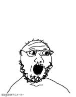 1_soyjak Higgins Variant:Higgins animated balding beard dance ext=gif gape glasses hair poyopoyo // 314x400 // 185.6KB