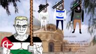 4soyjaks ack arabic aryan atheism background bible bible_quote bible_verse blue_eyes censored chirho christian_cross christian_identity christianity church clothes covered_eyes cross ear fedora flag:israel flag:palestine flag:palestine_(1938) glasses hamas hang hanged hanging hat headband holy_bible icxcnika isaiah_9:6 islam islamic judaism kippah mouth_open muscles noose rope star_of_david subvariant:muscular_chud symbol variant:bernd variant:chudjak vein yellow_hair // 1920x1080 // 2.2MB