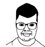 closed_mouth clothes glasses hair redraw soyjak variant:brandon // 438x456 // 782.4KB