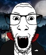 blood castle clothes dracula fangs forest glasses moon night soyjak stubble suit vampire variant:dylanjak // 552x650 // 222.6KB