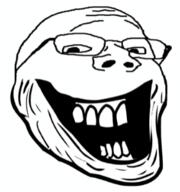 animated glasses inverted open_mouth smile soyjak trollface variant:gapejak zoom // 305x325 // 124.9KB
