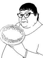 female glasses holding_object pie serious template variant:soylady white_shirt woman // 800x1067 // 32.9KB