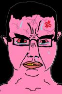 anger_mark angry bloodshot_eyes crying ear glasses hair pink soyjak subvariant:chudjak_front sweating variant:chudjak vein yellow_teeth // 392x590 // 45.9KB