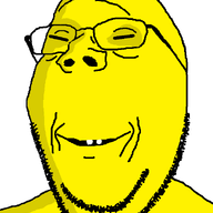 asian glasses ominous shadow small_eyes smile soyjak stubble subvariant:wholesome_soyjak variant:gapejak yellow // 600x800 // 20.1KB